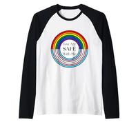Safe with Me Pride Transgénero Rainbow Flag Retro Circle Camiseta Manga Raglan