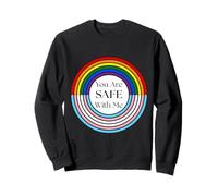 Safe with Me Pride Transgénero Rainbow Flag Retro Circle Sudadera
