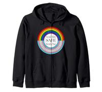 Safe with Me Pride Transgénero Rainbow Flag Retro Circle Sudadera con Capucha