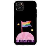 Safe With Me Rainbow Pride Flag Pink Planet Safe Space LGBTQ Carcasa para iPhone 11 Pro Max