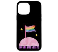 Safe With Me Rainbow Pride Flag Pink Planet Safe Space LGBTQ Carcasa para iPhone 13 Pro Max