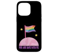 Safe With Me Rainbow Pride Flag Pink Planet Safe Space LGBTQ Carcasa para iPhone 14 Pro Max