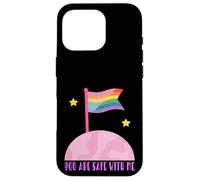 Safe With Me Rainbow Pride Flag Pink Planet Safe Space LGBTQ Carcasa para iPhone 16 Pro