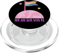 Safe with Me Rainbow Pride Flag Pink Planet Safe Space LGBTQ PopSockets PopGrip para MagSafe