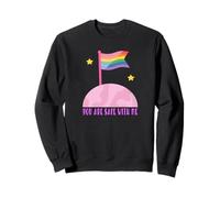 Safe with Me Rainbow Pride Flag Pink Planet Safe Space LGBTQ Sudadera