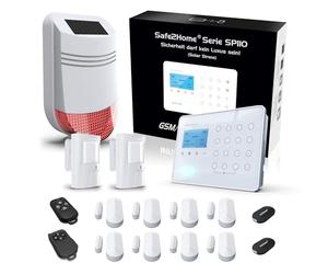 Safe2Home SP110 - Sistema de Alarma inalámbrico (protección contra el sabotaje), diseño de Sirena Solar, alemán, Sistema de Alarma SMS, Sistema de Alarma para el hogar y la Oficina