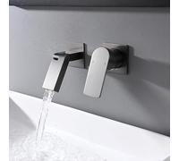 Safehappy - Grifo monomando para baño, montado en la pared, con 2 agujeros, color gris