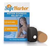 SafeHarbor Kit de alivio del mareo y antináuseas para tus artículos esenciales de crucero | 2 bandas de mareo por movimiento, 10 parches naturales + hierbas de alivio | Funciona para niños y adultos |