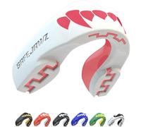 SAFEJAWZ Protector bucal adultos y niños para todos los deportes de contacto, incluidos rugby, MMA, artes marciales de kickboxing, judo, hockey y boxeo (Rosa Fangz, Júnior (Hasta 11 Años))