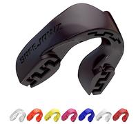 SAFEJAWZ Protector bucal adultos y niños para todos los deportes de contacto, incluidos rugby, MMA, artes marciales de kickboxing, judo, hockey y boxeo (Adulto (12+ Años), Negro)