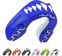 SAFEJAWZ Protector bucal adultos y niños para todos los deportes de contacto, incluidos rugby, MMA, artes marciales de kickboxing, judo, hockey y boxeo (Shark, Júnior (Hasta 11 Años))