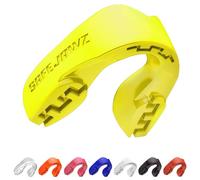 SAFEJAWZ Protector bucal adultos y niños para todos los deportes de contacto, incluidos rugby, MMA, artes marciales de kickboxing, judo, hockey y boxeo (Adulto (12+ Años), Amarillo)