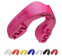 SAFEJAWZ Protector bucal adultos y niños para todos los deportes de contacto, incluidos rugby, MMA, artes marciales de kickboxing, judo, hockey y boxeo (Adulto (12+ Años), Rosado)