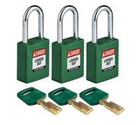 SafeKey Candado de nailon y acero, 38 mm x 84 mm x 19 mm, verde, paquete de 3
