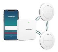 Safeliveo Detector de Humo interconectado WiFi, Detector de Humo con batería de 10 años, Juego de 2 con estación Base, Certificado TUV Rheinland, Juego de Alarma de Humo con Control por aplicación.