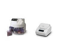 Safescan 1250 EUR contadora y clasificadora de monedas que cuenta y separa monedas mezcladas por denominación + Safescan TP-230 impresora térmica gris para imprimir los resultados de conteo