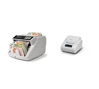 Safescan 2465-S contadora de billetes que cuenta el valor de billetes mezclados de euro con detección falsa en 7 puntos y conteo de billetes clasificados + Safescan TP-230 impresora térmica gris para