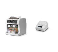 Safescan 2985-SX contadora que cuenta y clasifica billetes mezclados con detección falsa en 7 puntos + Safescan TP-230 impresora térmica gris para imprimir resultados de conteo
