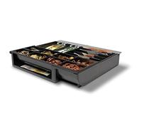 Safescan 4141T2 Gaveta ajustable para el cajón portamonedas - Gaveta caja dinero con 6 apartados para billetes y 8 para monedas - Compatible con cajas registradoras Safescan SD-4141 y HD-4141S