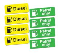 SAFESIGN - Paquete de 8 pegatinas de gasolina y diésel, autoadhesivas, impermeables, para tapa de combustible y tanque