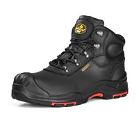 SAFETOE Botas de seguridad M-8552 para hombre, ajuste ancho, punta compuesta, protección contra descarga, antiestática, resistente al agua, piel de vaca, placa compuesta