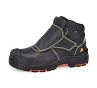 SAFETOE Botas de trabajo de soldadura, 8387 S3, antiestáticas, ESD, de piel vacuna, zapatos de seguridad 300 ℃, resistentes a las chispas de calor, cubierta protectora de encaje y puntada de