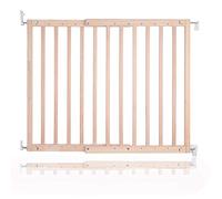Safetots Barrera de Escalera de Madera Maciza con Fijación por Tornillos, Natural, 63,5 cm - 105,5 cm, Puerta de Bebé de Madera, Barrera de Seguridad de Ajuste de Tornillo