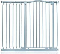 Safetots Barrera Extra Alta de Tope Curvo para Bebés, 107cm - 116cm, Gris Mate, Altura Extra Alta de 100cm, Barrera de Presión para Escaleras, Barrera de Seguridad para Bebés