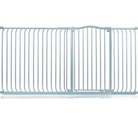 Safetots Barrera Extra Alta de Tope Curvo para Bebés, 198cm - 207cm, Gris Mate, Altura Extra Alta de 100cm, Barrera de Presión para Escaleras, Barrera de Seguridad para Bebés