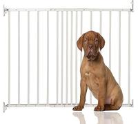 Safetots Barrera de Seguridad Extensible de Metal para Mascotas, 62.5cm - 106.8cm, Blanca, Barrera para escaleras para Perros, Barrera de Seguridad para Cachorros