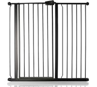 Safetots Puerta de Seguridad de Metal Extra alta con Ajuste a Presión, 107.4 cm - 115 cm, Negro Mate, Altura de 104 cm, Puerta de Escalera extralta, Puerta de bebé extralta, Instalación fácil