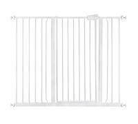 Safetots Puerta de Seguridad de Metal Extra alta con Ajuste a Presión, 120.3 cm - 127.9 cm, Blanco, Altura de 104 cm, Puerta de escalera extralta, Puerta de bebé extralta, Instalación fácil