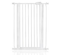 Safetots Puerta de Seguridad de Metal Extra alta con Ajuste a Presión, 75 cm - 82.6 cm, Blanco, Altura de 104 cm, Puerta de escalera extralta, Puerta de bebé extralta, Instalación fácil