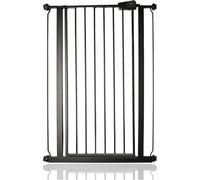 Safetots Puerta de Seguridad de Metal Extra alta con Ajuste a Presión, 75 cm - 82.6 cm, Negro Mate, Altura de 104 cm, Puerta de Escalera extralta, Puerta de bebé extralta, Instalación fácil
