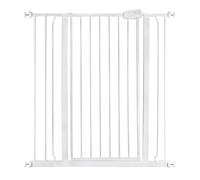 Safetots Puerta de Seguridad de Metal Extra alta con Ajuste a Presión, 94.3 cm - 101.9 cm, Blanco, Altura de 104 cm, Puerta de escalera extralta, Puerta de bebé extralta, Instalación fácil