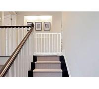 Safetots Puerta de Seguridad para la Parte Superior de la Escalera, de Madera Blanca, 63,5 cm - 105,5 cm, Puerta de Seguridad para Bebés de Madera
