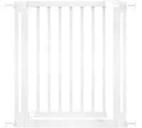 Safetots Puerta Elegante de Seguridad de Madera para Bebés, Blanca, 79cm - 87cm, Puerta de Seguridad con Ajuste por Presión, Puerta Extra Ancha de 57cm, Puerta de Una Sola Pieza Extra Ancha