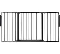 Safetots Separador de Ambientes de Múltiples Paneles, Hasta 148cm de Ancho, Negra, 70cm de Altura, Divisor de Ambiente con Puerta para Bebés y Niños Pequeños, Instalación Fácil