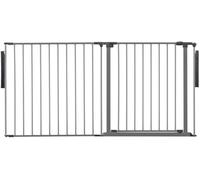 Safetots Separador de Ambientes de Múltiples Paneles, Hasta 154cm de Ancho, Gris, 70cm de Altura, Divisor de Ambiente con Puerta para Bebés y Niños Pequeños, Instalación Fácil