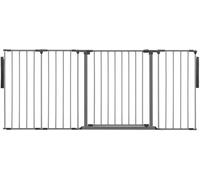 Safetots Separador de Ambientes de Múltiples Paneles, Hasta 181cm de Ancho, Gris, 70cm de Altura, Divisor de Ambiente con Puerta para Bebés y Niños Pequeños, Instalación Fácil