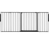 Safetots Separador de Ambientes de Múltiples Paneles, Hasta 181cm de Ancho, Negra, 70cm de Altura, Divisor de Ambiente con Puerta para Bebés y Niños Pequeños, Instalación Fácil