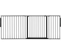 Safetots Separador de Ambientes de Múltiples Paneles, Hasta 187cm de Ancho, Negra, 70cm de Altura, Divisor de Ambiente con Puerta para Bebés y Niños Pequeños, Instalación Fácil
