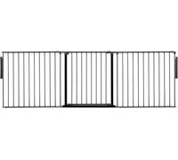 Safetots Separador de Ambientes de Múltiples Paneles, Hasta 226cm de Ancho, Negra, 70cm de Altura, Divisor de Ambiente con Puerta para Bebés y Niños Pequeños, Instalación Fácil