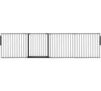 Safetots Separador de Ambientes de Múltiples Paneles, Hasta 298cm de Ancho, Negra, 70cm de Altura, Divisor de Ambiente con Puerta para Bebés y Niños Pequeños, Instalación Fácil