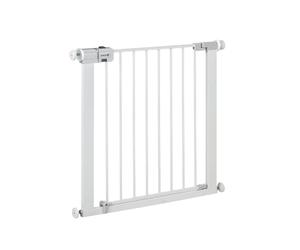 Safety 1st Easy Close Metal, Barrera Seguridad Niños Escalera Presión, 73-80cm (máx. 108cm), Valla Seguridad Infantil Fácil Cierre, Abre 1 Mano, Sin Tornillos (Sin Taladros), Doble Bloqueo, Blanca