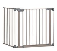 Safety 1st Modular Barrera de seguridad metalica para escaleras,Reja de Protección para chimenea 3 m, 3 Paneles, Plegable y Adaptable, color Gris