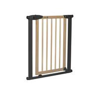 Safety 1st Simply Close Barrera 73-80 cm, Wood & Graphite | Barrera Seguridad Infantil, Ampliable hasta 94 cm, Sin Tornillos, Apertura con Una Mano, Doble Bloqueo