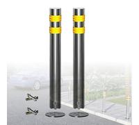 Safety Bollards, Detachable Steel Bolt-Fixed Parking Bollards, Stainless Steel Parking Barriers, Steel Driveway Bollards with Nighttime Reflective Features(2)