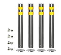 Safety Bollards, Detachable Steel Bolt-Fixed Parking Bollards, Stainless Steel Parking Barriers, Steel Driveway Bollards with Nighttime Reflective Features(4)