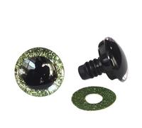 Safety Eyes - 40 ojos de seguridad para ganchillo de 9 a 40 mm, juguete 3D + tela no tejida con purpurina, puede elegir tamaño y color para manualidades, decoraciones de Halloween (verde claro, 20 mm)